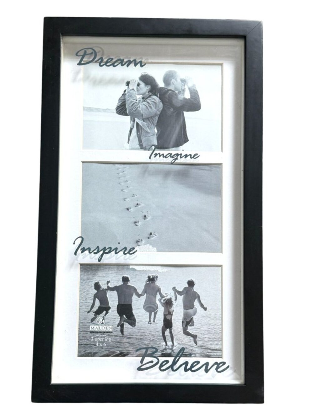 Malden International Designs 3-Opening Black Wood Picture Frame-3 4x6 Photos.